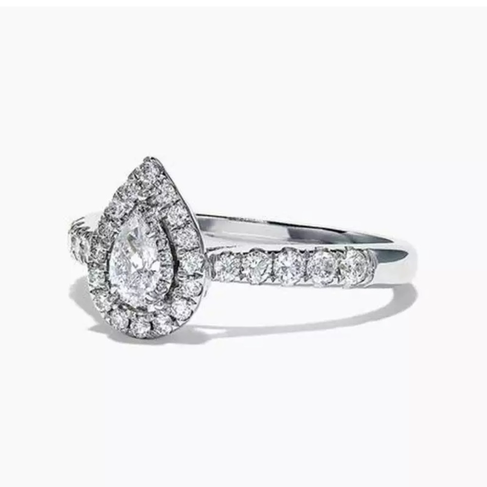 Fashion 925 Silver Rings Pear Cut White Sapphire
